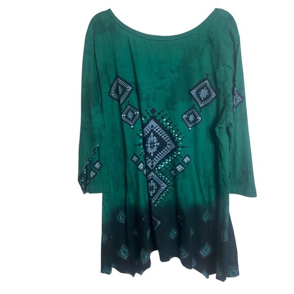 NWT Collections Etc. Tunic Top XXL Sequin Geometric‎ Asymmetrical Aztec Western - Picture 4 of 8